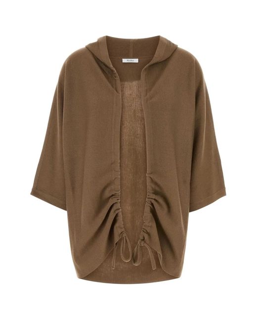 Max Mara Brown Hoodie Cardigan Knit "Aster