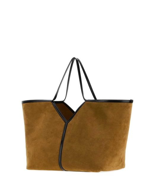 Saint Laurent Brown Biscuit Suede Y Shopping Bag