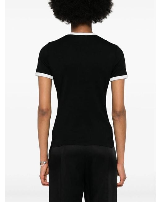 Courreges Black Courregès Contrast Cotton T-Shirt