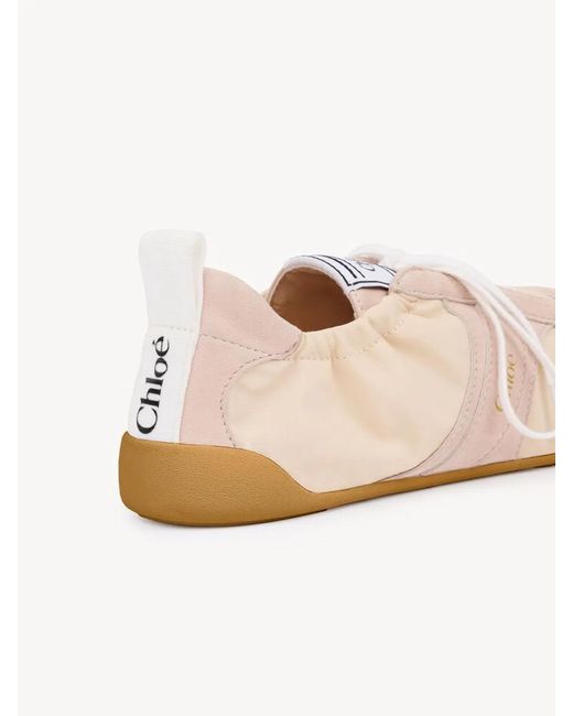 Chloé Natural Two-Tone Canvas And Leather Chlo㨠Kick Sneakers