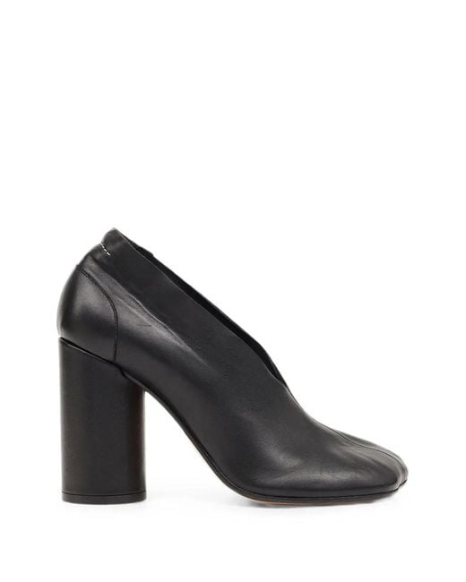 MM6 by Maison Margiela Black Leather Flat Shoes