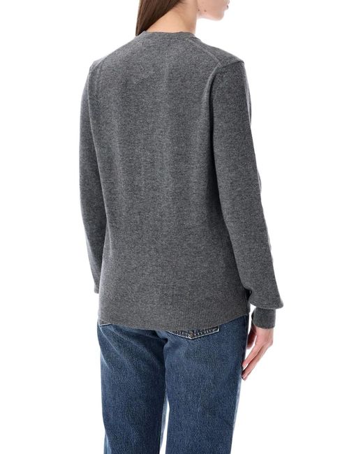 COMME DES GARÇONS PLAY Gray Wool Cardigan With Crystal Heart for men