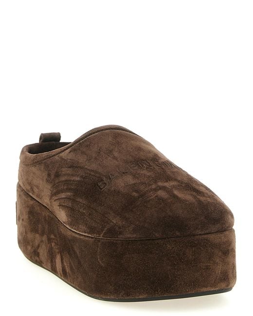 Balenciaga Brown 'Alaska' Platform Mules