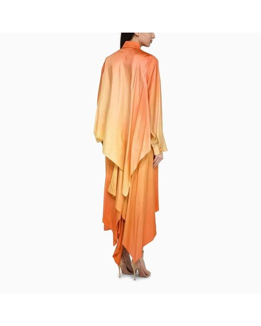 Zimmermann Orange Two-Tone Silk Tranquillity Shirt