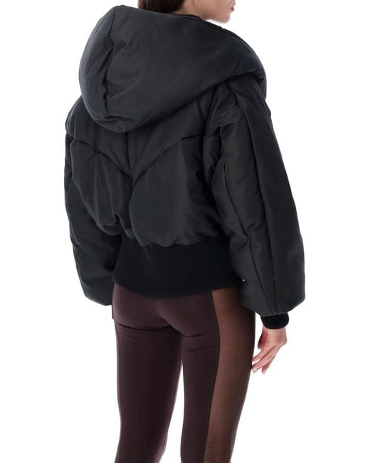 The Attico Black Layered Hooded Puffer Jacket