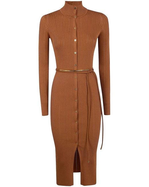 Elisabetta Franchi Brown Midi Knit Dress