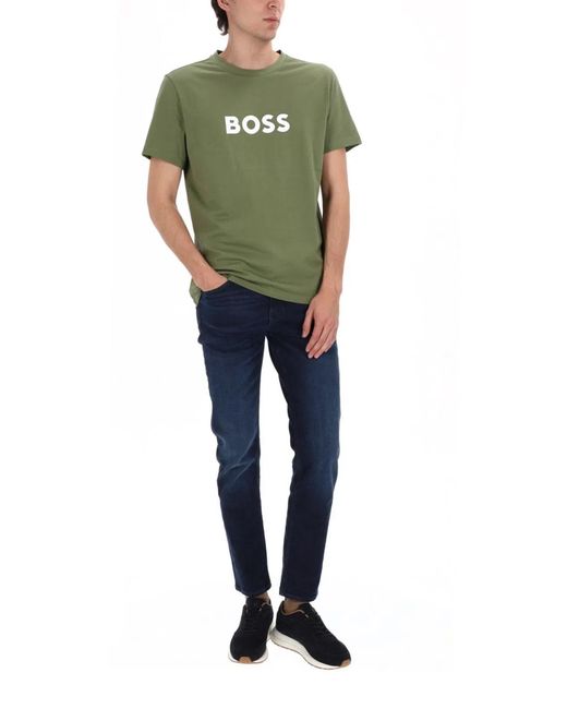 Boss Blue Denim Cow Hide Leather Polyamide Polyester Polyurethane Ethylene Vinyl Acetate Rubber Jeans for men