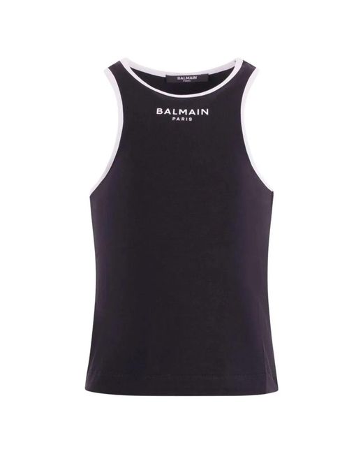 Balmain Blue Undershirts With Logo