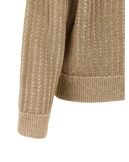 Peserico Natural Waffle Lamé Cardigan