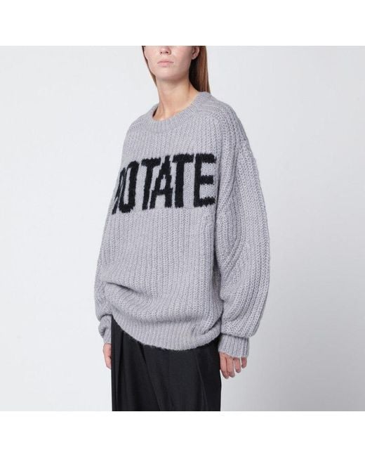 ROTATE BIRGER CHRISTENSEN Gray Light Oversized Sweater With Logo