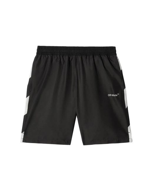 Off-White c/o Virgil Abloh Black Diagonal Logo Surfer Swim Shorts for men