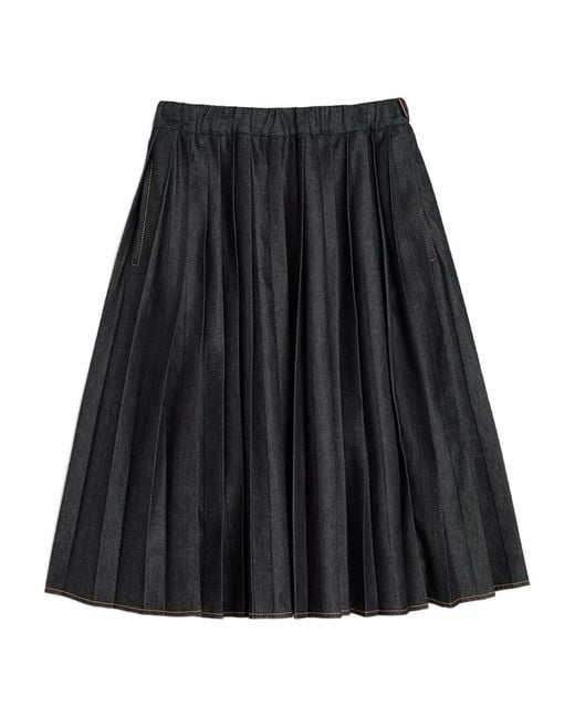 Jil Sander Black Denim Midi Round Skirt