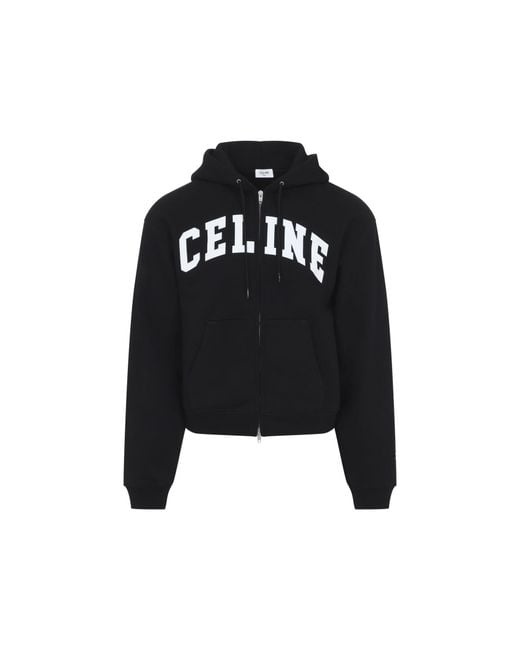 Céline Black Relaxed Zipped Hoodie for men