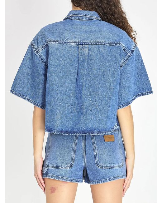 Alexander Wang Blue Cropped Denim Shirt