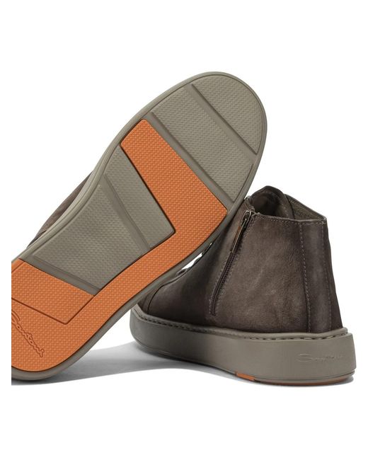 Santoni Brown Suede Ankle Boots for men