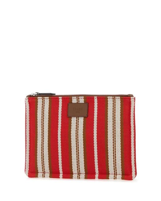 Fendi Embroidered Canvas Signature Pouch for men
