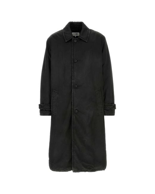 MM6 by Maison Margiela Black Cotton Blend Overcoat for men