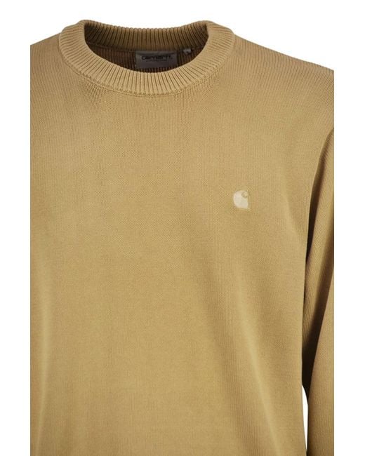 Carhartt Natural Cotton Crew Neck Jumper With Embroidered Logo