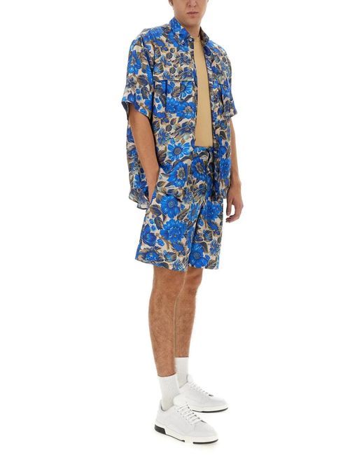 Moschino Couture Blue Short All Over Flower for men