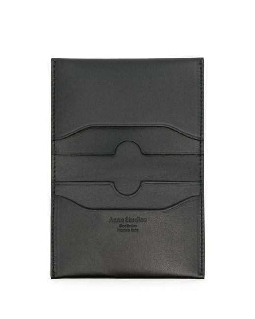Acne Black Leather Flap Wallet for men