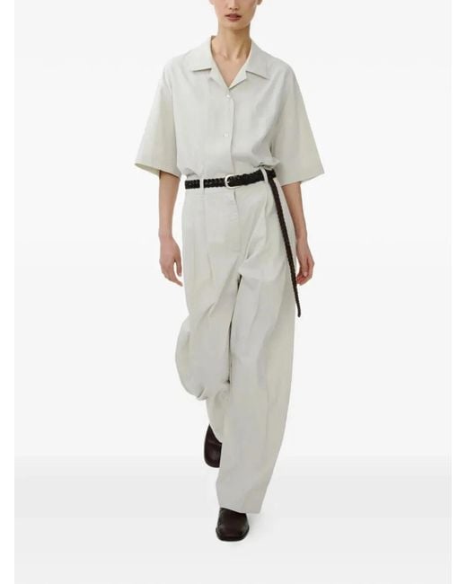 Studio Nicholson White "Acuna" Double Pleat Front Pant