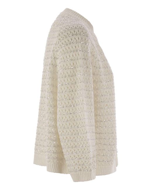 Fabiana Filippi White Cotton Open Cape With Sequins