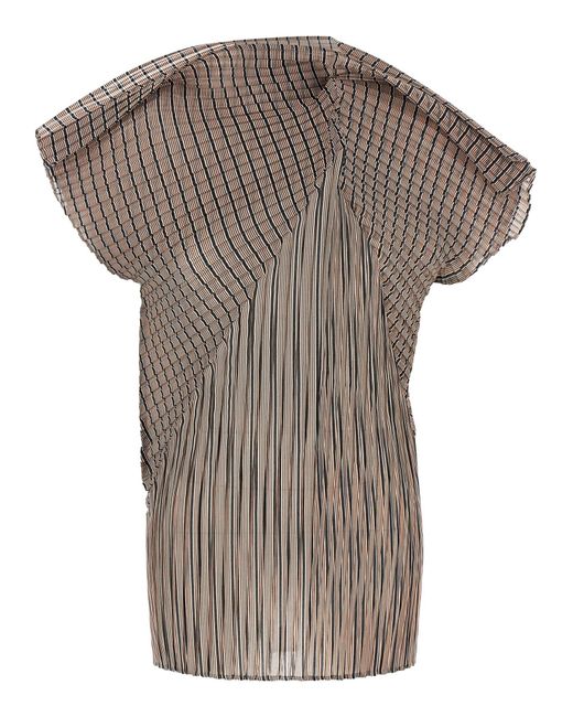 Issey Miyake Brown Generic Stripes (Machine Pleats) Tops