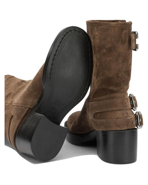 Chloé Brown "Dakota" Pull-On Ankle Boots