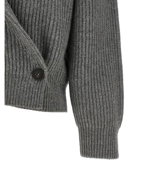 Brunello Cucinelli Gray Wrap Cardigan