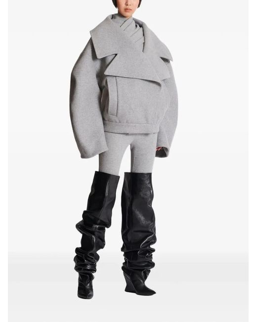 Balmain Gray Wool Caban