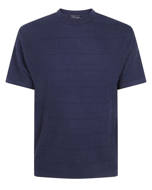 Emporio Armani Blue Classic Round Neck T-Shirt for men