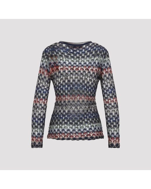 Missoni Blue Multidark Version V Neck Sweater