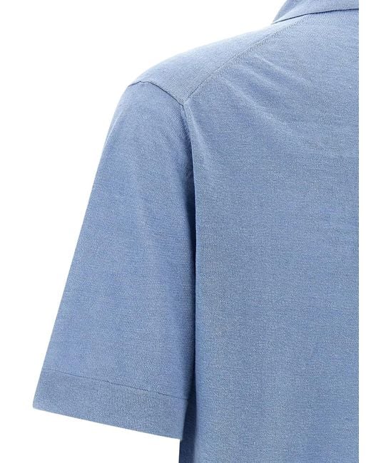 Zanone Blue Short Sleeve Shirt for men