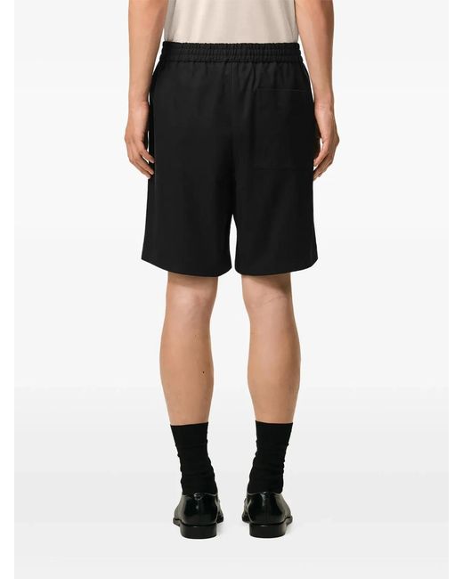 AMI Black Elasticated Waist Shorts for men