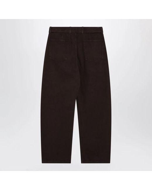 Lemaire Black Cotton Trousers With Belt for men