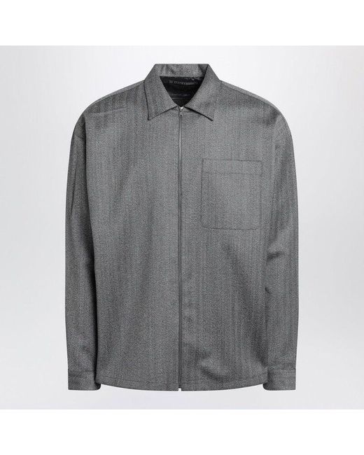 Prada Gray Overshirt With Zip for men