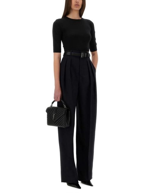 Saint Laurent Black Wideleg Pants