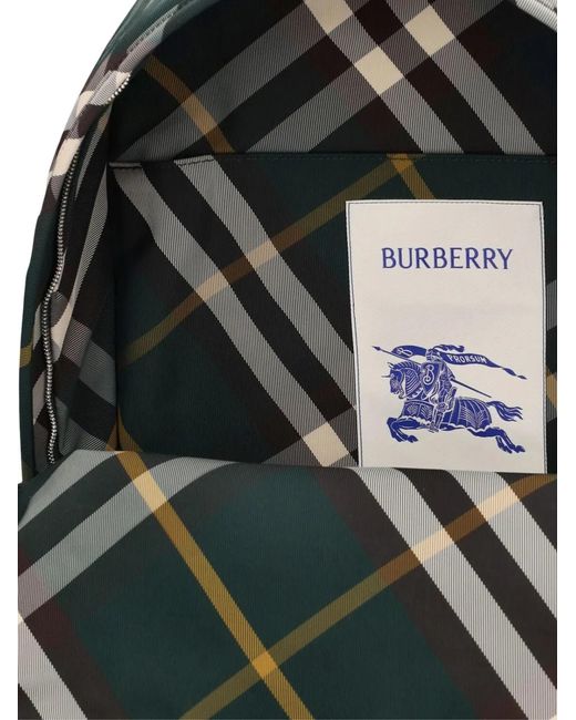 Burberry Green Shield Check Nylon Backpack for men