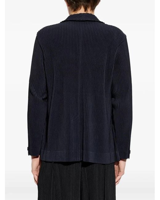 HOMME PLISSÉ Blue Homme Plisse Homme Plisse Issey Miyake Plissé-Effect Notched-Lapel Blazer for men