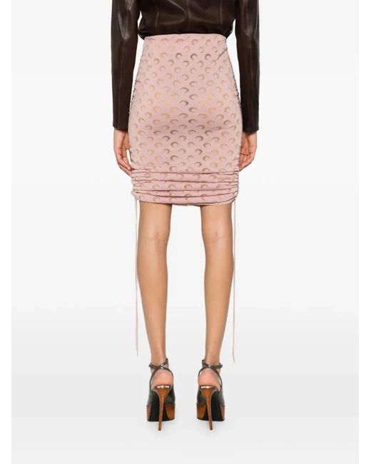 MARINE SERRE Pink Moon-Print Skirt