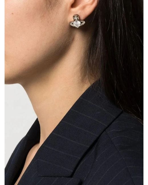 Vivienne Westwood White Ariella Heart Shaped Stone Earrings