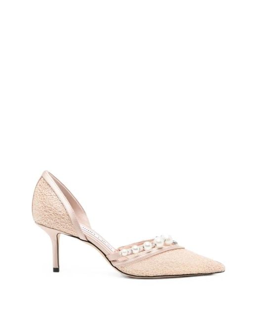 Jimmy Choo Natural Aurelie Glittered Pumps