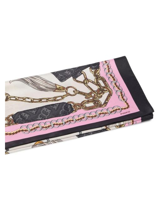 Pinko Gray Printed Twill Scarf