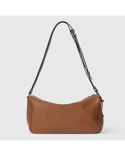 Gucci Brown Half Horsebit Medium Shoulder Bag