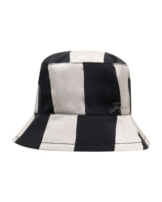 Jacquemus Black Baluchon Bucket Hat With Bold Stripes