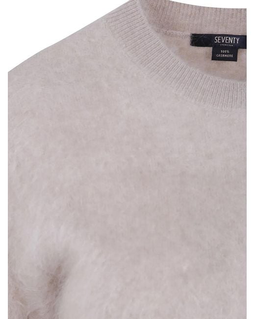 Seventy Gray Cashmere Short Sleeves Round Neck Sweater