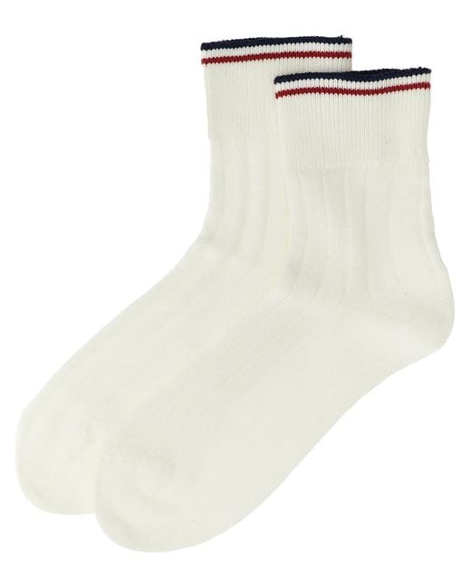 Brunello Cucinelli White Striped Socks