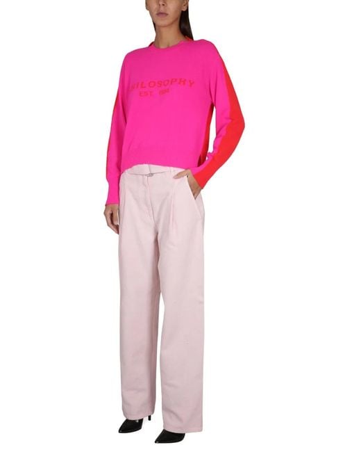 Philosophy Di Lorenzo Serafini Pink Jersey With Logo Embroidery