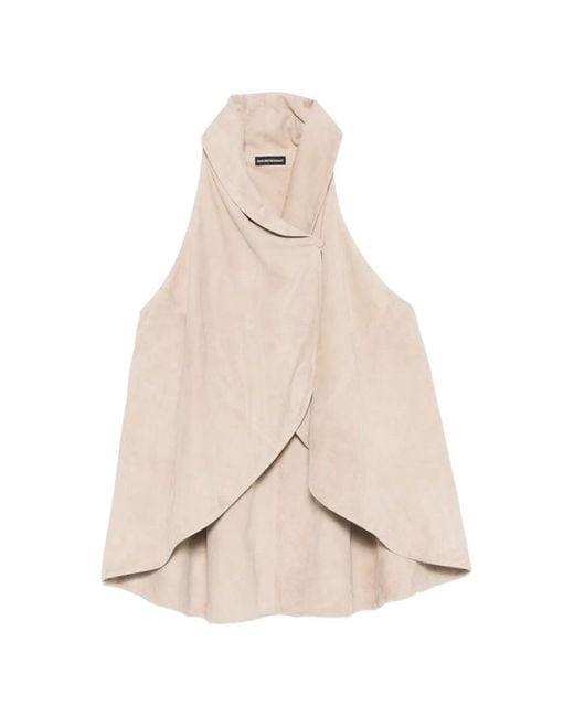 Emporio Armani Natural Leather High-Neck Top