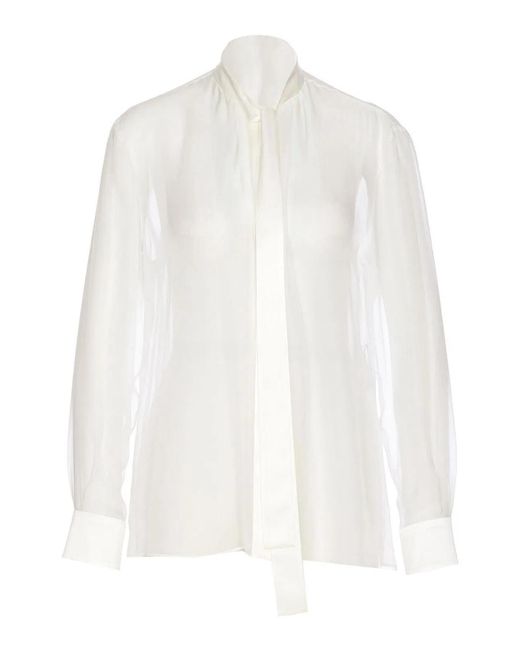 Dolce & Gabbana White Dolce & Gabbana Silk Closure Shirt